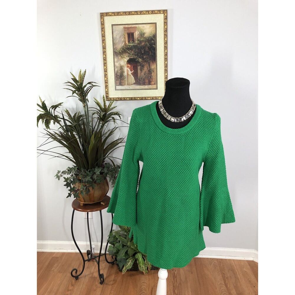 Melissa Paige Women Sweater LG Long Bell Sleeve Pullover Knit Lagenlook Maximali